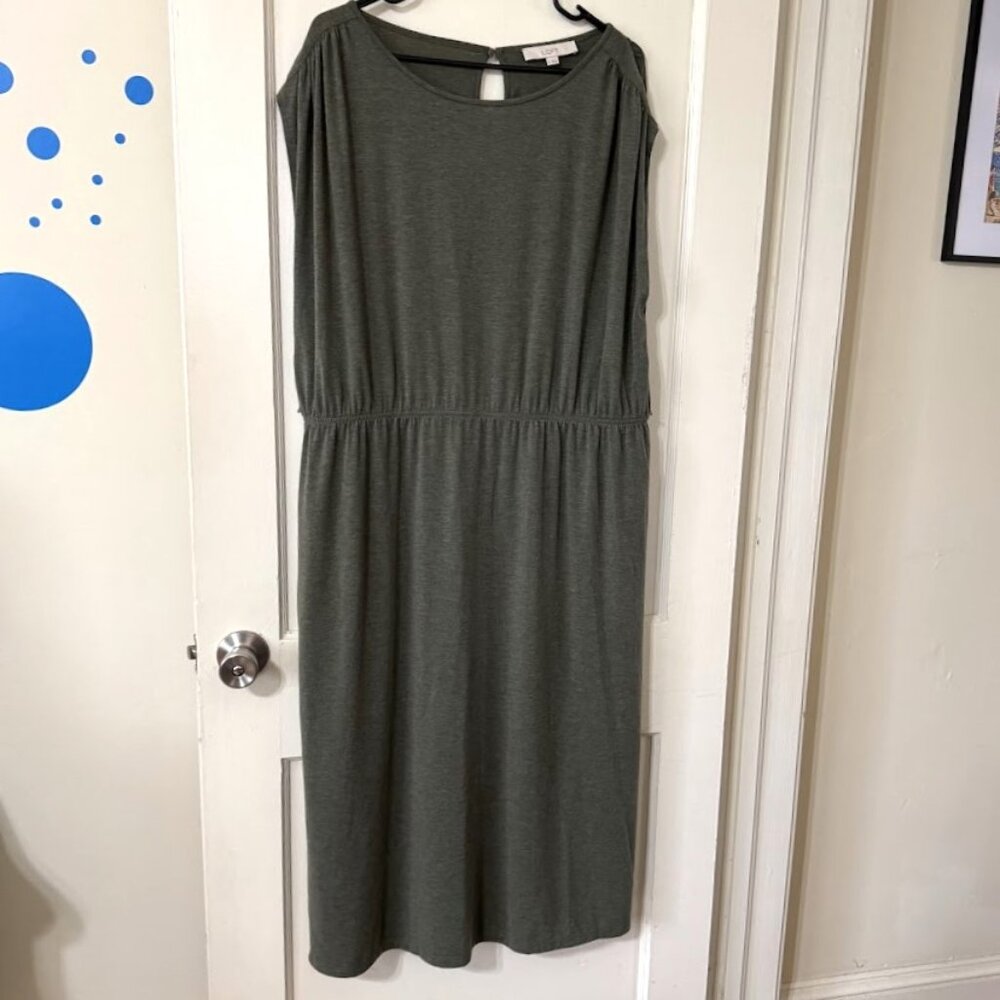 NWOT LOFT Women’s Sleeveless Maxi Dress | XL | Olive Green | Jersey Stretch
